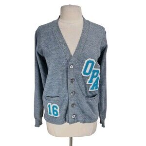 BLUEBERRY KNITTING INC Womens V-Neck Button Up Sweater Size XL Gray Pockets 326P